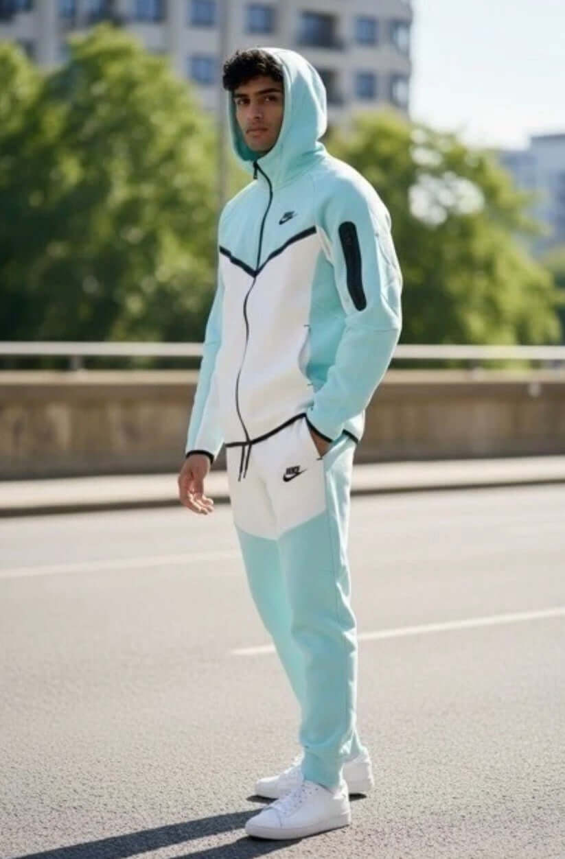 Men’s Tech Lightweight Fleece Sweatsuit, Hoodie Jogger Set, Street Luxe Tracksuit