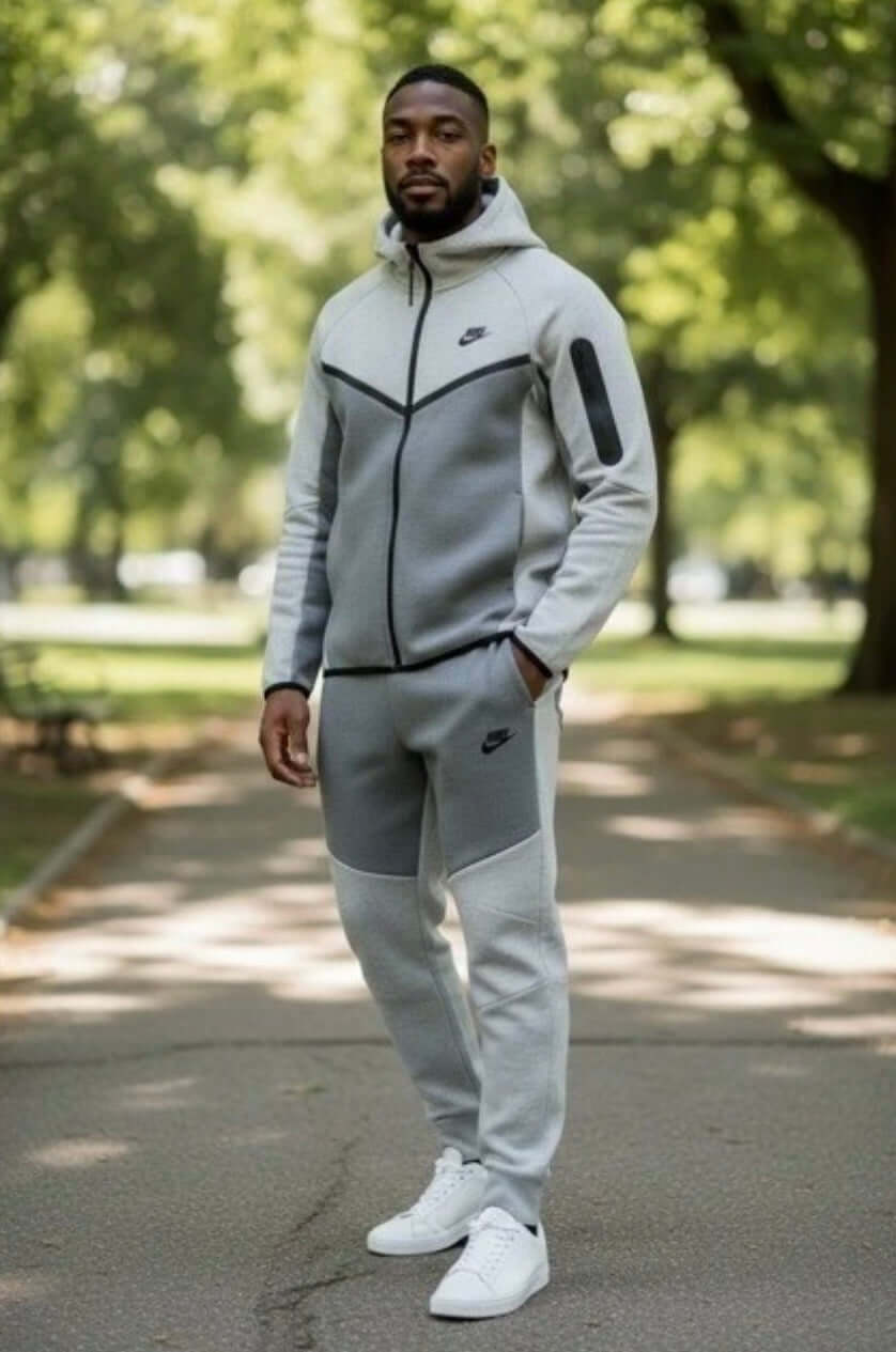 Men’s Tech Lightweight Fleece Sweatsuit, Hoodie Jogger Set, Street Luxe Tracksuit